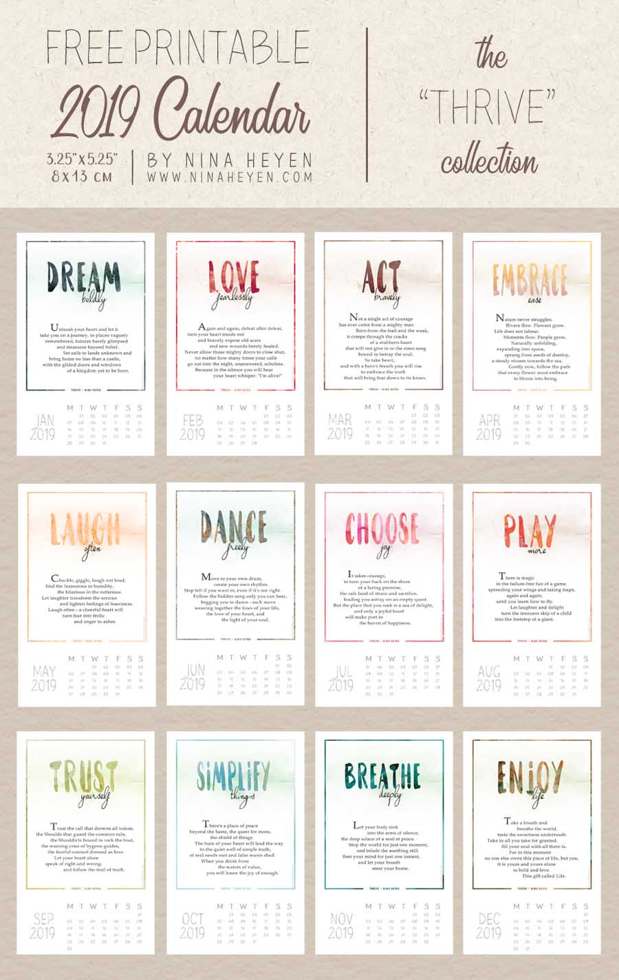 Poetry Calendars Free Printable 2019 Desk Wall Calendars